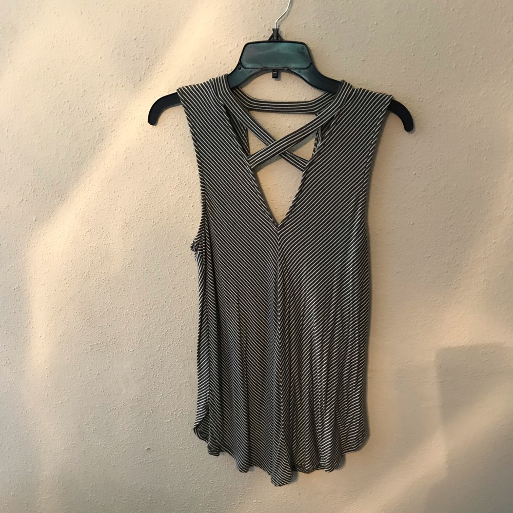 Green and white striped top
